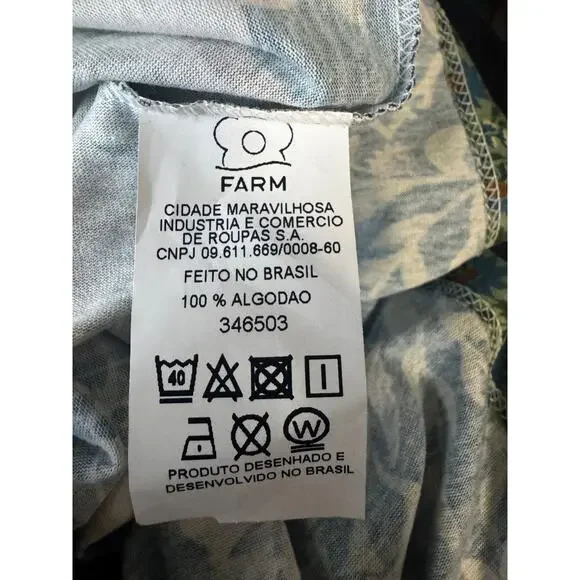 Farm Rio Brazil blue botanical floral t-shirt dress M cottagecore vacation (M) - Picture 8 of 9